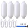 Yescom Boat Fenders 4 Pack Boat Bumpers 8.5"x27" / 6.5"x23" with 4 Ropes Kit, Inflatable Ribbed Buoys Docking for 19-39ft Yacht Pontoon Marine Protector, Fishing Boats, Sailboats Shield Protection White 6.5"x23" 50 61lsLv3nftL