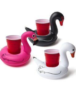 BigMouth Inc. Inflatable Bird Pool Cupholder Floats, 3-pack includes Pink Flamingo and Black and White Swans , Multi-Colour 14 61luD2ZXITL