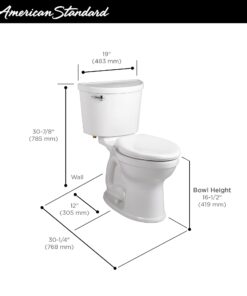 American Standard 211AA104.020 Champion PRO Two-Piece Toilet, Elongated Front, Chair Height, White, 1.28 gpf Tank + Bowl 10 61lusjwwpDL