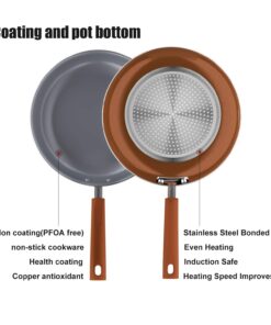 cooper pan Signature 10-Piece Ceramic Nonstick Aluminum Cookware Set, Induction Compatible Pots and Pans Set, Dishwasher Safe Oven Safe PTFE PFOA Free-Copper CR 14 61lw4dWgqUL