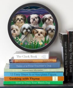 Alternative view of CafePress 8X10 7 Shih TZUS Moonlight Garden Unique Decorative 10" Wall Clock