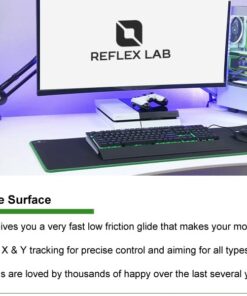 Reflex Lab Large Extended Gaming Mouse Pad Mat XXL, Stitched Edges, Waterproof, Ultra Thick 5mm, Wide & Long Mousepad 36”x12”x.20 Green Pro 36 Heavy 18 61lwZgp7stL