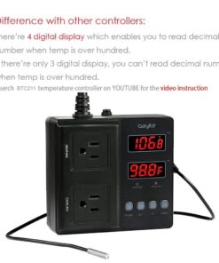 Alternative view of bayite Temperature Controller 1650W 15A BTC211 Dual Digital Outlet Thermostat Plug, Pre-Wired, 2 Stage Heating and Cooling Mode, 110V - 240V, Fermentation BBQ Reptile Aquarium