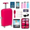 18 Inch Doll Accessories Play Travel Set - 16 Pcs Suitcase Luggage Carrier with Sunglasses, Passport, Tickets, Camera, and More, Beverly Hills Doll Collection Suitcase Set 36 61lyKdzL eL