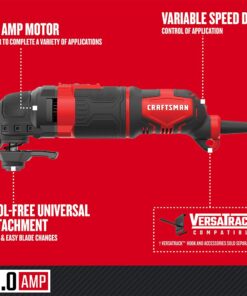 CRAFTSMAN Oscillating Tool Kit, 3-Amp, 14-Pieces, Corded (CMEW400) 26 61lyXyBBRXS