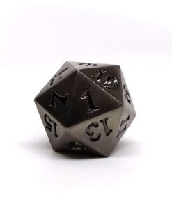 Alternative view of Legendary Silver Metal D20 Dice - Single 20 Sided RPG Dice with Signature Font