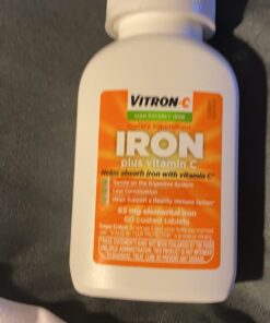 Vitron-C Iron Supplement, Once Daily, High Potency Iron Plus Vitamin C, Supports Red Blood Cell Production, Dye Free Tablets, 60 Count 60 Count (Pack of 1) 26 61m mpQ4CVL