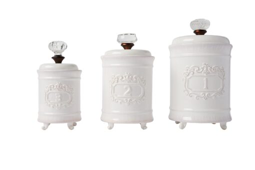 Mud Pie Kitchen Canister (Set of 3), White Set of 3