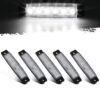 Partsam 5 Pcs 3.8" 6 LED White Side Marker Clearance Light for Trailer Trucks RV Camper Motorcycles, Utility Boat Marine Interior Strip Light Courtesy/Deck Light for Pontoon Kayak Yacht Sailboat 12V 45 61m2MmSQ wL