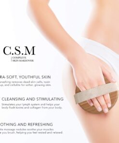 CSM Dry Body Brush for Beautiful Skin - Solid Wood Frame & Boar Hair Exfoliating Brush to Exfoliate & Soften Skin, Improve Circulation, Stop Ingrown Hairs, and Reduce The Appearance Cellulite 36 61m2Z1T3wDL