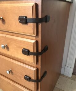 Adjustable & Reusable Child Safety Cabinet Locks & Latches, Baby Proofing Door Window, Cabinet, Toilet, & Refrigerator Lock, Child Safety Strap Locks with Adhesive Pads, Pack of 6, Brown - Wonderkid 33 61m5DG gPQL