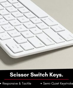 Macally Slim USB Wired Keyboard for Mac and Windows PC - Full Size 104 Key Layout & 16 Shortcut Keys - Scissor Keycaps for Smooth Typing - Mac Wired Keyboard with Numeric Keypad White 20 61m5n128UFL