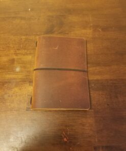 Pocket Travelers Notebook, Refillable Leather Travel Journal for Men & Women, Notebook Cover for Field Notes, Moleskine Small 3.5 x 5.5 Inches, Brown 45 61m5v1m IDL