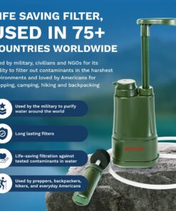 Survivor Filter Pro Hand-Pump Portable Water Filter - Lightweight Water Filter Camping, Backpacking, and Hiking - Water Purifier Survival - 0.01 Micron Ultra Filter 27 61m68ZrFnIL