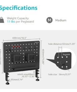 PEGZONE Clamp-on Desk Pegboard, Desk Accessories for Office Gaming Home, Magnetic Metal Peg Board with 10 Accessories, Privacy Panel for Office, Desk Organizer Set, 16.5" x 12.6", Medium, Black 12 61m6gcSIdL