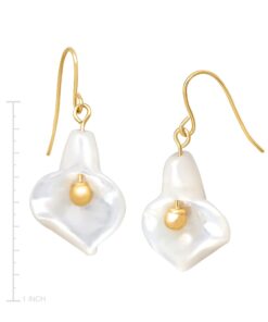 14K Gold Mother-of-Pearl Calla Lily Drop Earrings 11 61mBIsg62tS