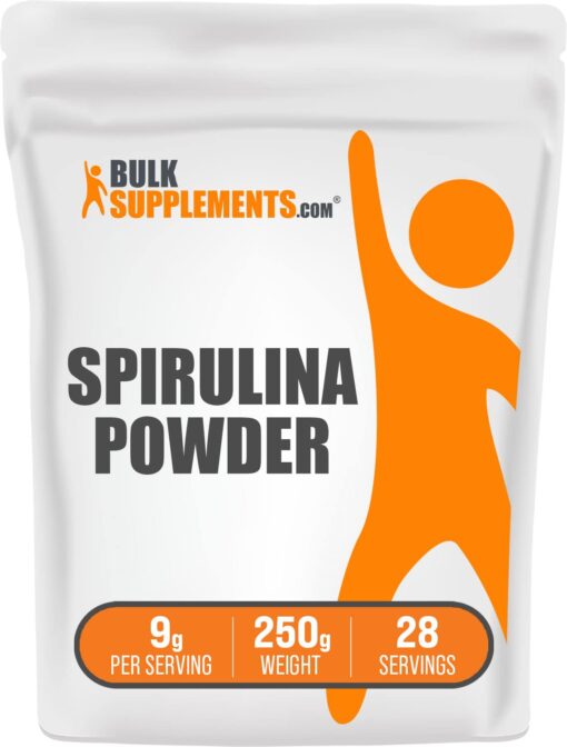 BulkSupplements.com Organic Spirulina Powder - Blue Green Algae - Organic Superfood Powder - Green Powder Superfood - 3g of Pure Organic Spirulina per Serving (250 Grams - 8.8 oz) 8.81 Ounce (Pack of 1)