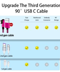 Alternative view of Teeind USB C Angle Cord: [90 Degree/6ft/4Pack] Nylon USB C Cable Compatible with Samsung Galaxy S10/S10e/9/Note 10, Charger Cable-[Blue/Black/Magenta/Purple]