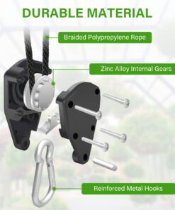 iPower GLROPE 1-Pair 1/8 Inch 8-Feet Long Heavy Duty Adjustable Rope Clip Hanger (150lbs Weight Capacity) Reinforced Metal Internal Gears, 1 Pack, Black 1 Pair 12 61mFvfhGxL