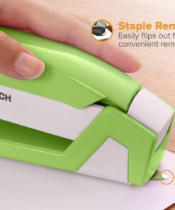 Bostitch InJoy Compact Stapler, 20 Sheet Capacity, Reduced Effort, Jam-Free, Green/White 12 61mG98supmL
