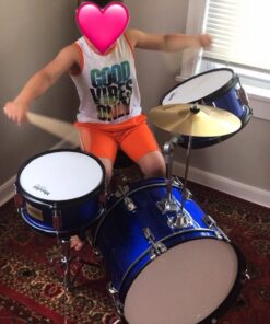 Mendini By Cecilio Drum Set – 3-Piece Kids Drum Set (16"), Includes Bass Drum, Tom, Snare, Drum Throne - Musical Instruments for Age 6-12, Metallic Blue Drum Kit Blue Metallic 16-inch 29 61mHrk2TfsL