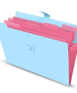 SKYDUE Expanding File Folder 5 Pockets ,Letter A4 Paper Accordion Document Organizer (Blue) 1 Blue 11 61mL0LLsV8L