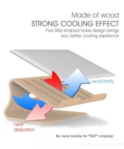 Alternative view of Yasirona SAMDI Birch Wood Laptop Stand for Desk Riser Wood, Wooden Notebook Laptop Stand Holder with Air Breathing Slots for 10-16 Inch MacBook Notebook, Eye-Level Ergonomic, Laptop Wood Riser Stand