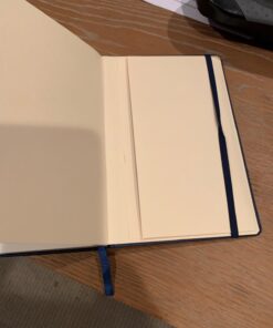 Thick Classic Notebook with Pen Loop - A5 College Ruled Hardcover Writing Notebook with Pocket + Page Dividers Gifts, Banded, Large, 180 Pages, 8.4 x 5.7 in blue 47 61mOfpQy3KL