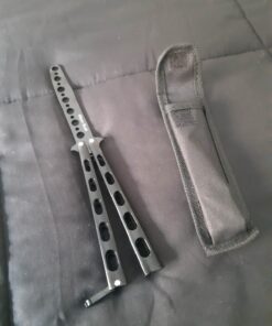 Moon Boat 2PCS Butterfly Knife Trainning Practice Comb Unsharpened Blade Black Silver 37 61mQ97WvL0L