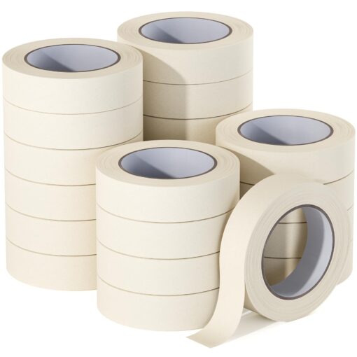 CREGEAR Masking Tape 20 Pack, 1inch × 55yards Per Roll, Beige White Masking Tape Bulk for Painting, Arts, Crafts, Label, Light Duty Packaging General Purpose, Total 1100 Yards/3300 Feet