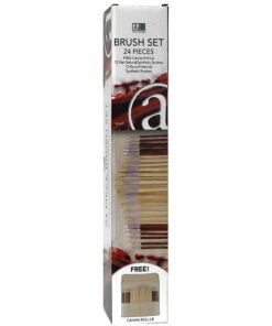 Art Advantage Brush Set t Oil/Acrylic 24pc Nylon and Hog Bristle Long Handle Brushes 24 Piece Set with Free Brush Roll Up 8 61mRocvXSpL