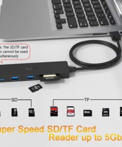 USB Hub 3.0 Splitter, TSUPY USB 3.0 Hub Multi USB Adapter Port Expander with 4ft Cable, SD/TF Card Reader & 3 USB 3.0 Ports Compatible for PC, Laptops, Surface Pro, MacBook, iMac Pro 4 FT 30 61mSAN9AcWL 1