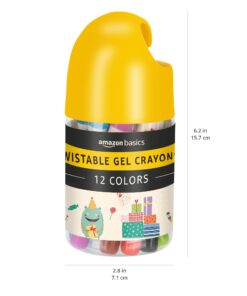 Amazon Basics Twistable Gel Crayons, Washable, 12 Count, Assorted Colors 15 61mSKSu8E1L