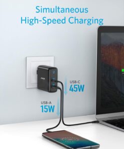 Anker 60W PIQ 3.0 & GaN Tech Dual Port Charger, PowerPort Atom III (2 Ports) Charger with a 45W USB C Port, for USB-C Laptops, MacBook, iPad Pro, iPhone, Galaxy, Pixel and More Black 17 61mSdoDnZqL