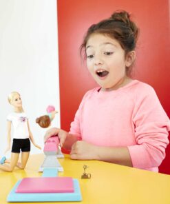 Alternative view of Barbie Gymnastic Dolls & Accessories, Flippin' Fun Gymnast Playset with 2 Dolls, Balance Beam & Flipping Dismount Action