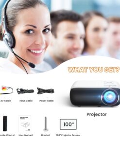 HAPPRUN Projector, Native 1080P Bluetooth Projector with 100''Screen, 9500L Portable Outdoor Movie Projector Compatible with Smartphone, HDMI,USB,AV,Fire Stick, PS5 30 61mVBv2R2kL