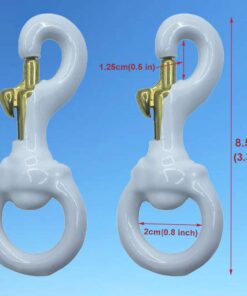 1 Pair 3 Inch White Rubber Coated Brass Swivel Snap Clips - Heavy Duty Flag Pole Halyard Rope Attachment Hooks Accessory, Coated for Reduce Noise 2 White Rubber Brass Snap 10 61mVa8GQh3L