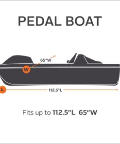 Classic Accessories Lunex Grey RS-1 Pedal Boat Cover, Fits Pedal Boats 112.5" L x 65" W, Marine Grade Fabric, Water-Resistant, Fits V-Hull Runabouts OutBoards and I/O, Trailerable 12 61mWvetcISL