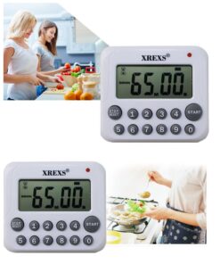 XREXS Digital Kitchen Timer Magnetic Countdown Up Cooking Timer Clock with Magnet Back and Clip, Loud Alarm, Large Display Minutes and Seconds Directly Input-White (2 Battery Included) (DC-12) Old Version 19 61mXYh91FmL