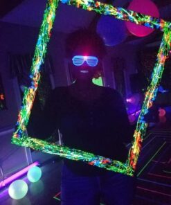 12 Piece Slotted & Shutter Shades Light Up Unisex Flashing Glasses for Adults & Children (5 Assorted Colors: White, Purple, Green, Blue, & Pink)- with Push On/Off Button for All Occasions 23 61mYsD45zmL