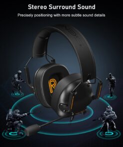 Alternative view of SENZER SG500 Surround Sound Pro Gaming Headset with Noise Cancelling Microphone - Detachable Memory Foam Ear Pads - Portable Foldable Headphones for PC, PS4, PS5, Xbox One, Switch - Black