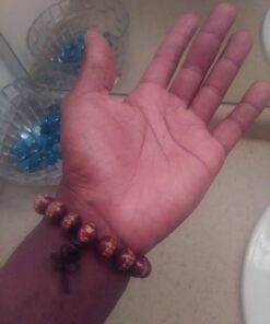 Purple Whale Unisex Tibetan Buddhist Wood Prayer Beads Bracelet, Chinese Calligraphy Words Engraved Feng Shui Bracelet, Elasticated Wrist Accessory, Brown, 7.5 Inches 9 61mcGYj83oL