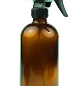 Empty Amber Glass Spray Bottle - Large 16 oz Refillable Container is Great for Essential Oils, Homemade Cleaning Products, Aromatherapy - Durable Black Trigger Sprayer w/ Mist and Stream Setting 28 61megWVHhL