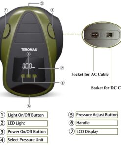 TEROMAS Portable DC/AC Tire Inflator Air Compressor for Car Tires 12V DC and Other Inflatables at Home 110V AC, Digital Electric Tire Pump with Pressure Gauge (Green) Green 15 61megmwU7rL
