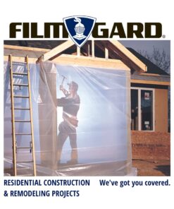 Film-Gard 626031 Construction Plastic Sheeting 10' Width X 100' Length X 6 mil Thick, Black, 1 Count 10'x100' 12 61mfoQIEYeL
