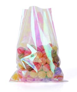 100 Pack Iridescent Holographic Cellophane Party Favor Treat Bags with 5 Colors Twist Ties Good for Themed Celebrations Baby Showers Weddings Girls Birthday Party Supplies (5" x 7") 5x7 Inch (Pack of 100) 19 61mg9t0rsRL