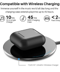 TOZO T6 True Wireless Earbuds Bluetooth 5.3 Headphones Touch Control with Wireless Charging Case IPX8 Waterproof Stereo Earphones in-Ear Built-in Mic Headset Premium Deep Bass Black Classic Edition 36 61mhT7edYL