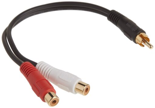 C2G Legrand RCA Male to RCA Female Signal Splitter Cable, Black RCA to RCA Splitter, 6 Inch Audio Stereo Y-Cable, 26 AWG Audio Signal Converter Cable, 1 Count, C2G 03177 0.5 Feet