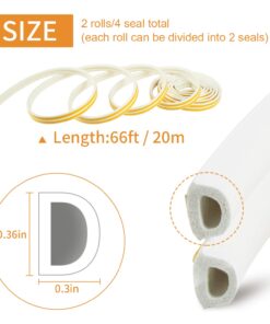 Keliiyo Door Weather Stripping, Window Seal Strip for Doors and Windows - Self-Adhesive Foam Weather Strip | Soundproof Seal Strip Insulation Epdm D Type 66ft(20m) 2 Pack (White) #01White 21 61mk5WM8mRL