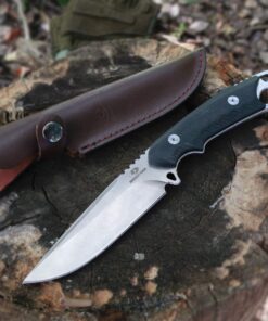 Mossy Oak Fixed Blade Knife, Full Tang - Mutifunction with Bottle Opener and Glass Breaker, G10 Handle with Genuine Leather Sheath, for Camping Survival Hunting Knife(Silver Steel) 22 61mkP0Me8TL